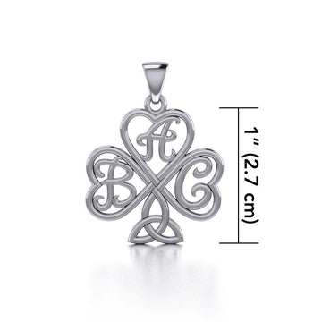 ABC Monogramming Shamrock Clover Silver Pendant TPD5162 - Jewelry